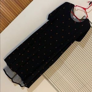 Black and brown polka dot high low dress